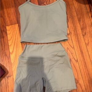 Sage Green Crop Top and Shorts Set